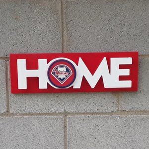 Philadelphia Phillies "HOME" Wood Decor Sign "BRAND NEW"